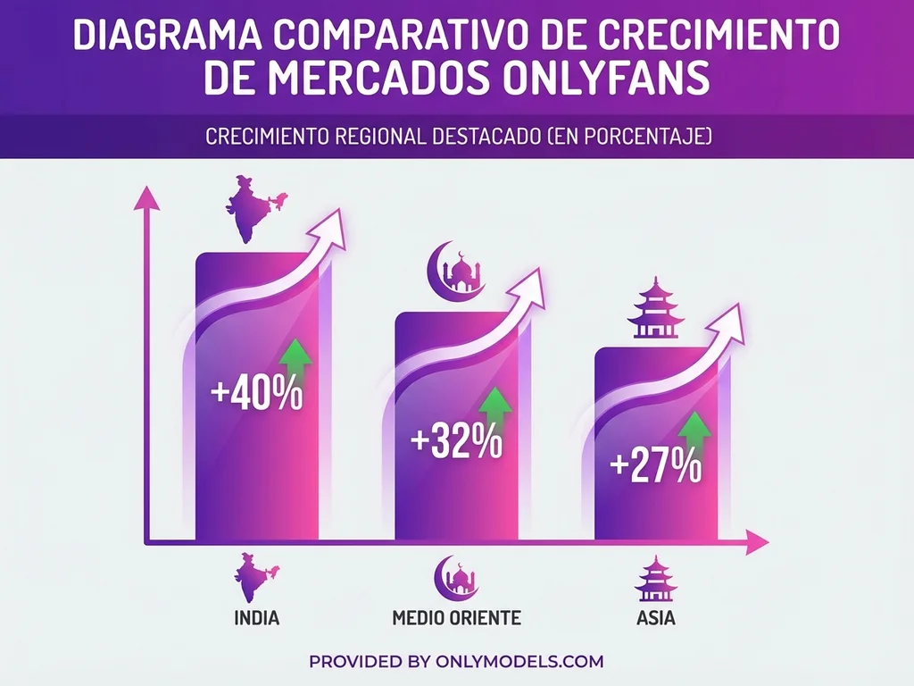 Comparativa de crecimiento de mercados OnlyFans por región
