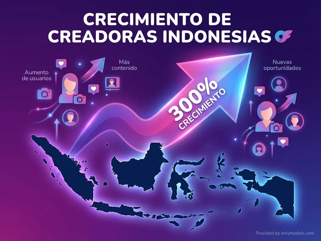 Infografía del crecimiento de creadoras indonesias en OnlyFans