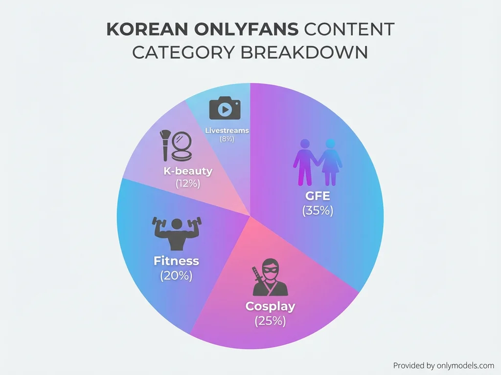 Infographic showing Korean OnlyFans content category distribution