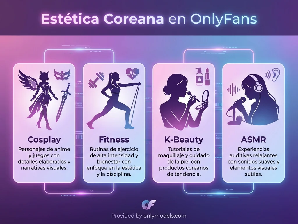 Infografía de características del contenido coreano en OnlyFans