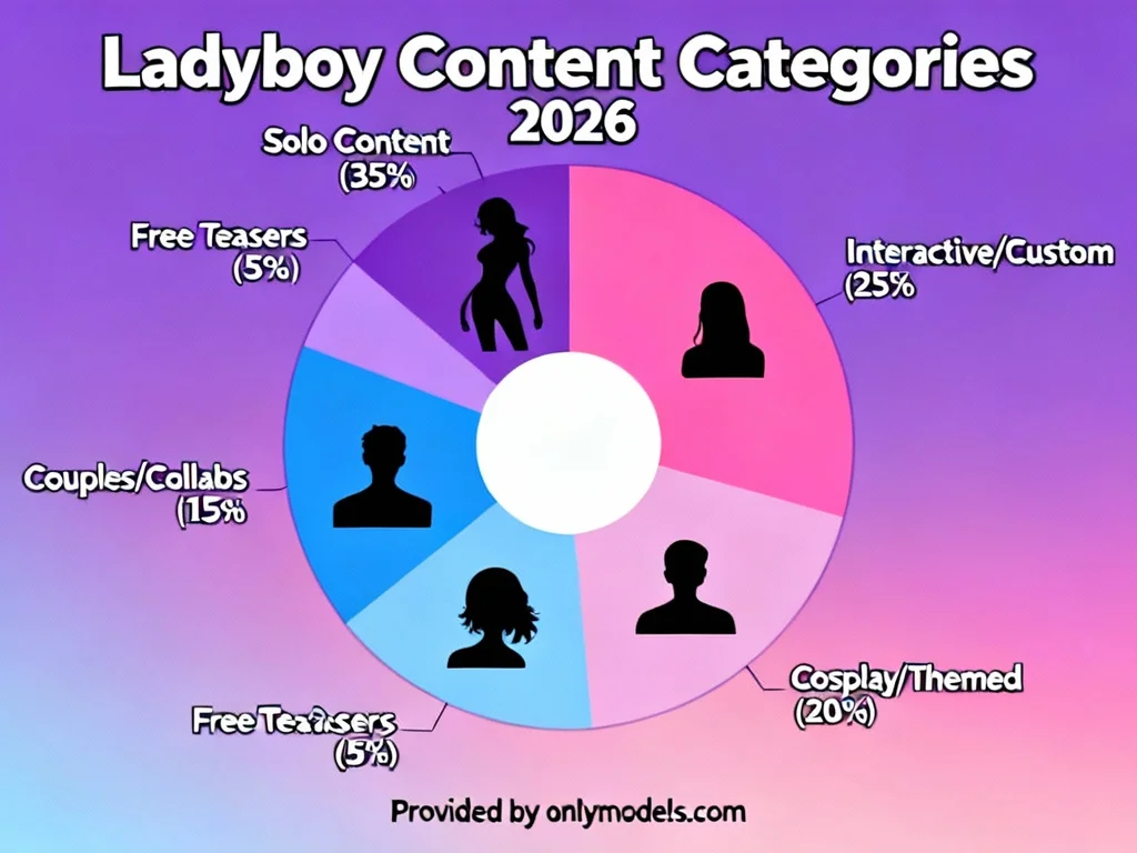 Infographic showing content category distribution for ladyboy OnlyFans creators