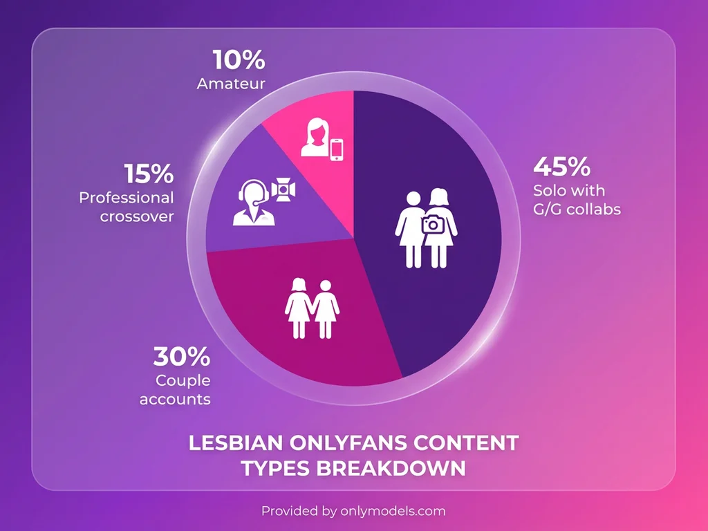 Infographic showing distribution of lesbian OnlyFans content types