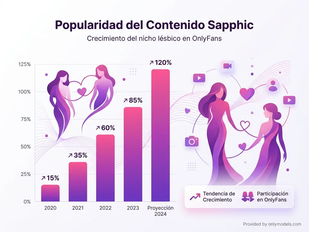 Gráfico de crecimiento del contenido lésbico en OnlyFans