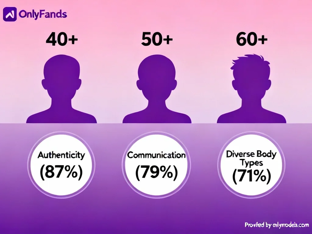 Infographic showing mature OnlyFans subscriber preferences by category