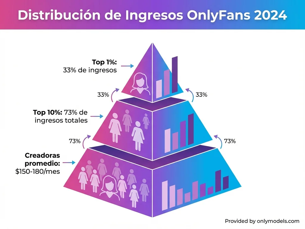 Infografía distribución de ingresos creadoras OnlyFans 2024