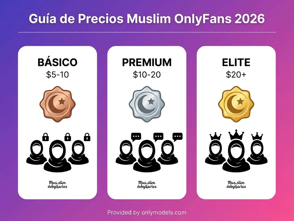 Infografía de rangos de precios para creadoras Muslim en OnlyFans