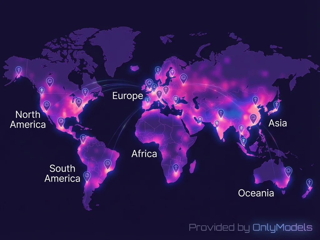 Global distribution visualization of OnlyFans creators by region