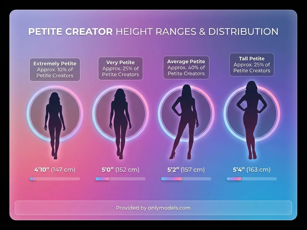 Infographic showing petite height ranges from 4'10