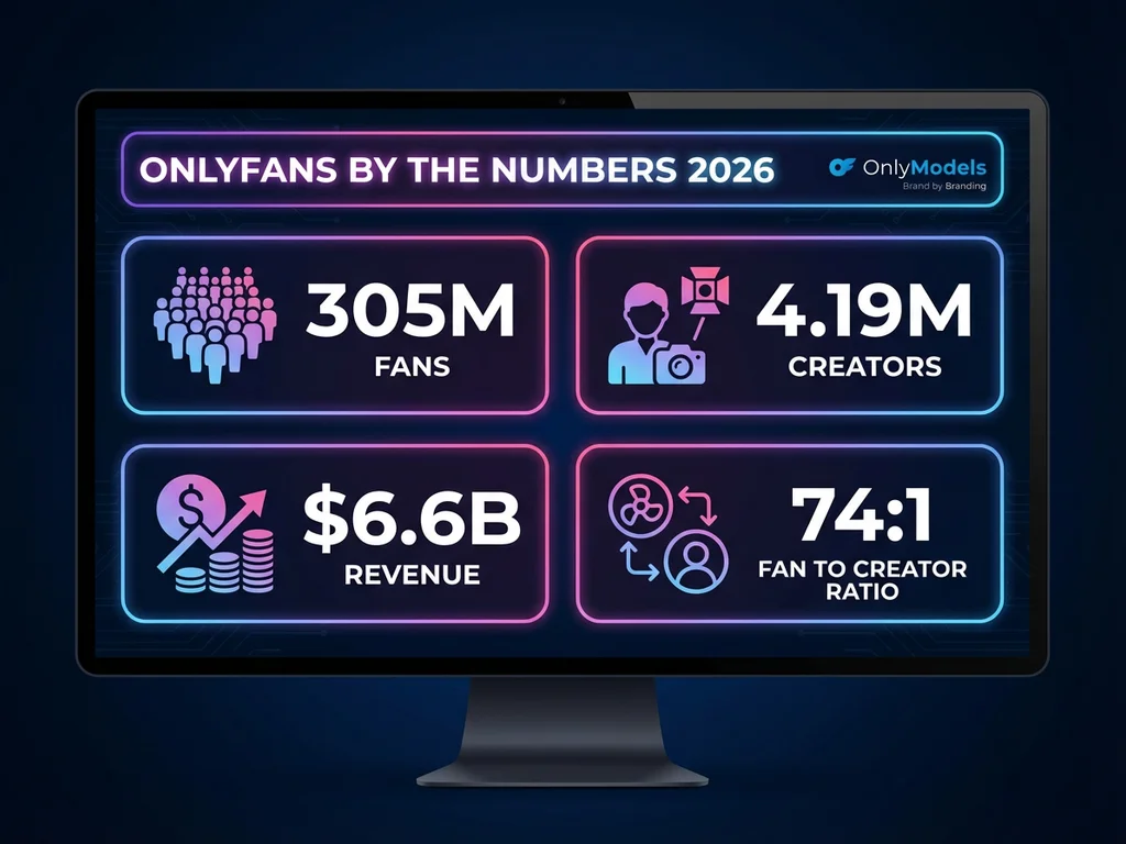 OnlyFans platform statistics dashboard showing key metrics for 2026